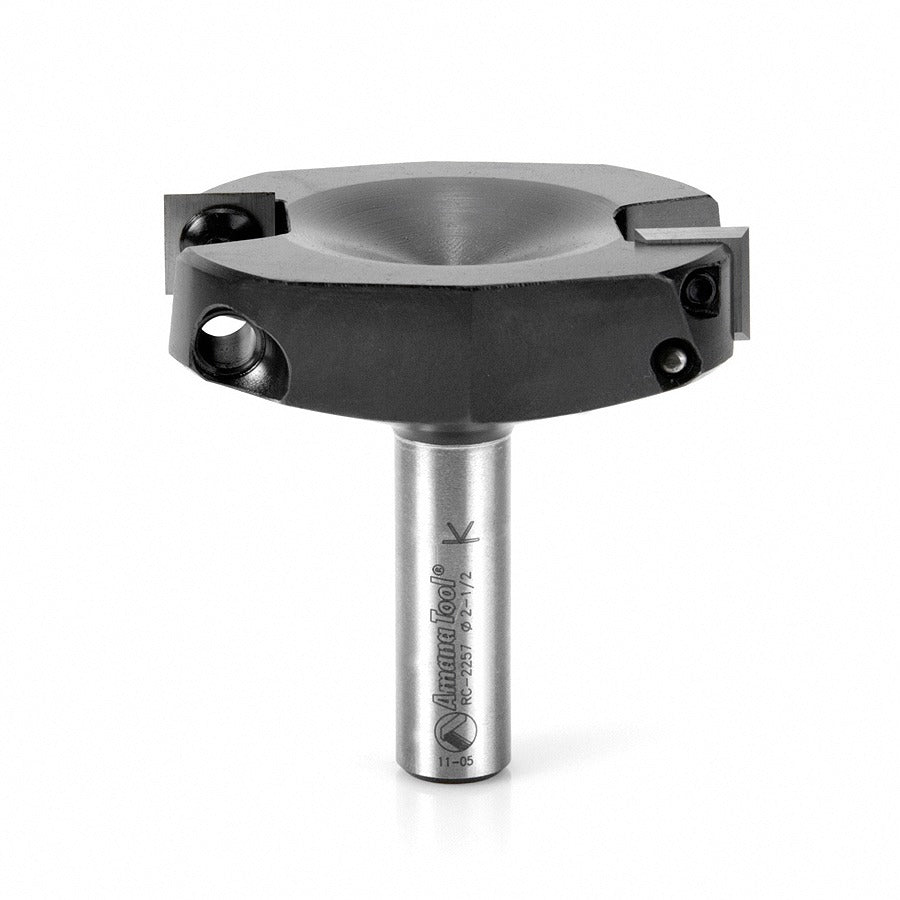 Amana RC-2257 CNC Insert Carbide Spoilboard Surfacing, Rabbeting, Flycutter, Slab Leveler & Surface Planer 2-1/2" Dia x 1/2" x 1/2" Shank Router Bit
