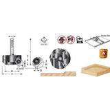 Amana RC-2265 CNC Insert Carbide 3 Wing/Flute Heavy Duty Spoilboard Plunging, Surfacing, Planing, Flycutter & Slab Leveler 1-1/2" Dia x 3/4" x 1/4" Shank Router Bit