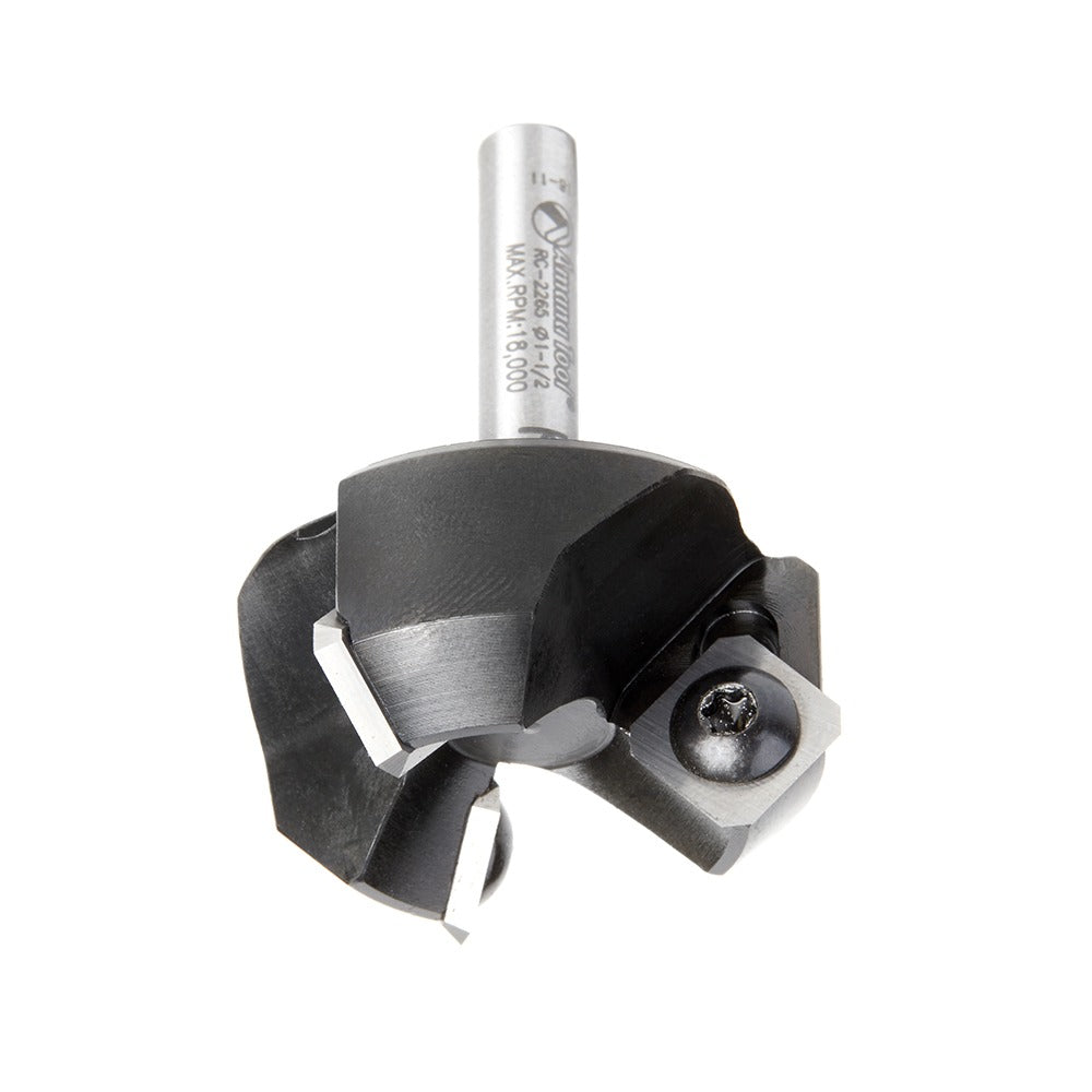Amana RC-2265 CNC Insert Carbide 3 Wing/Flute Heavy Duty Spoilboard Plunging, Surfacing, Planing, Flycutter & Slab Leveler 1-1/2" Dia x 3/4" x 1/4" Shank Router Bit