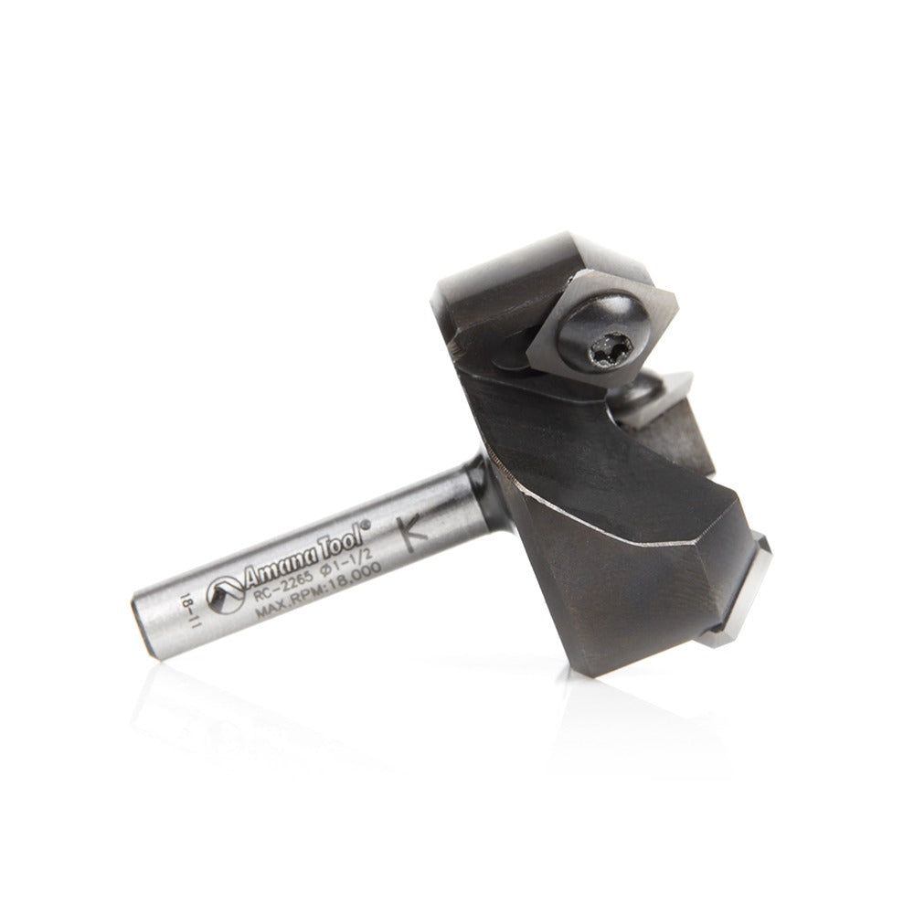 Amana RC-2265 CNC Insert Carbide 3 Wing/Flute Heavy Duty Spoilboard Plunging, Surfacing, Planing, Flycutter & Slab Leveler 1-1/2" Dia x 3/4" x 1/4" Shank Router Bit