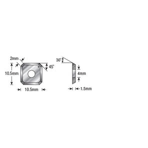 Amana RCK-453 Solid Carbide 4 Cutting Edges Insert Knife MDF, Fiberboard 10.5 x 10.5 x 1.5mm x 45 Degree Angle