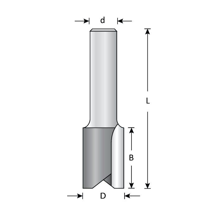 Dimar 107R8-19 3/4" Dia, Carbide Tipped, Straight Bit, 2 Flute, 1/2" Shank, 2-5/8" Length