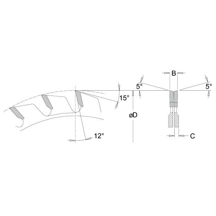 Dimar 125-2-20SCOR - 125mm Dia, Carbide Tipped, Split Type Scoring Saw Blade, 2.8mm - 3.6mm Kerf, 2x12 Teeth, ATB