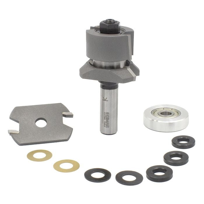 Dimar 141R8-50 1-13/16" Dia, Carbide Tipped, Tongue & Groove Bevel Bit Set, 2 Flutes, 1/2" Shank, 3" Length
