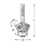 Dimar 2RB4-15 20mm Dia, Carbide Inserts, Bevel Trimming Bit, 2 Flute, 1/4" Shank, 2-1/8" Length