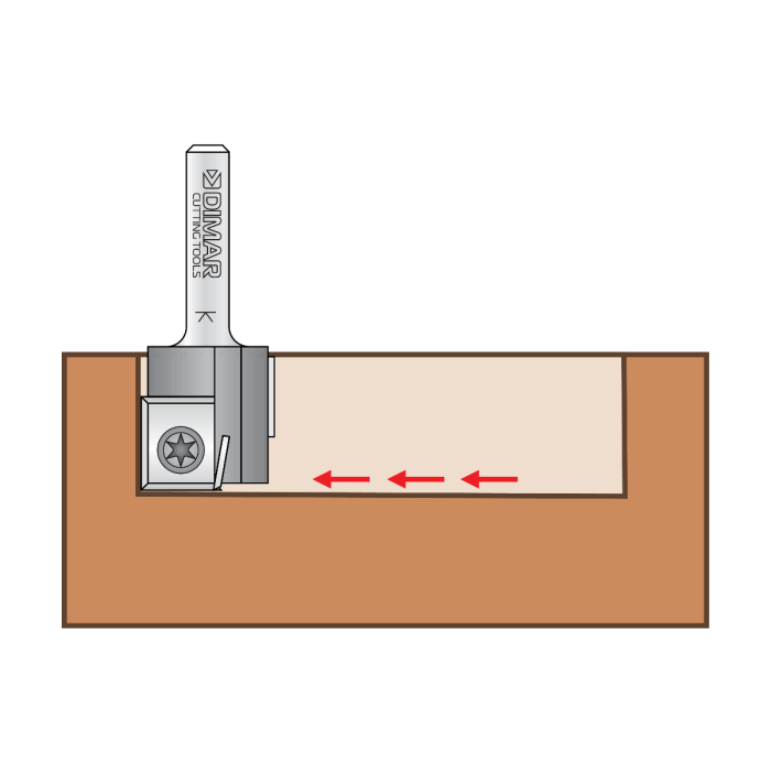 Dimar 7R4-22 - 7/8" Dia, Carbide Insert, Staggered Straight Bit, 2 Flutes, 1/4" Shank, 2" Length
