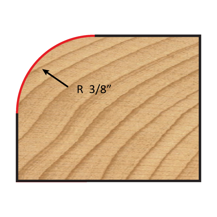 Dimar 912R4-10 - 1 3/8" Dia, Carbide Tipped, Matching Corner Round Bits, 2 Flutes, 1/4" Shank, 2 27/32" Length