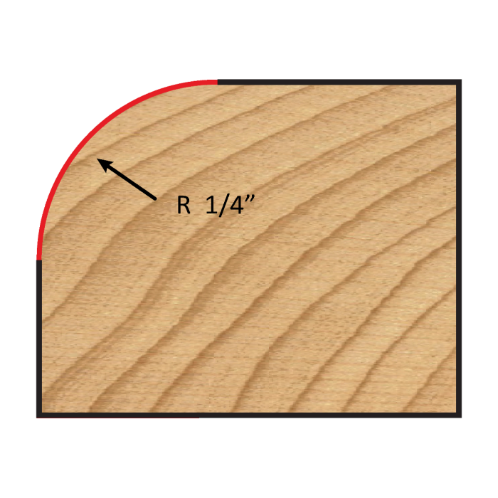 Dimar 912R4-6 - 1 1/8" Dia, Carbide Tipped, Matching Corner Round Bits, 2 Flutes, 1/4" Shank, 2 19/32" Length