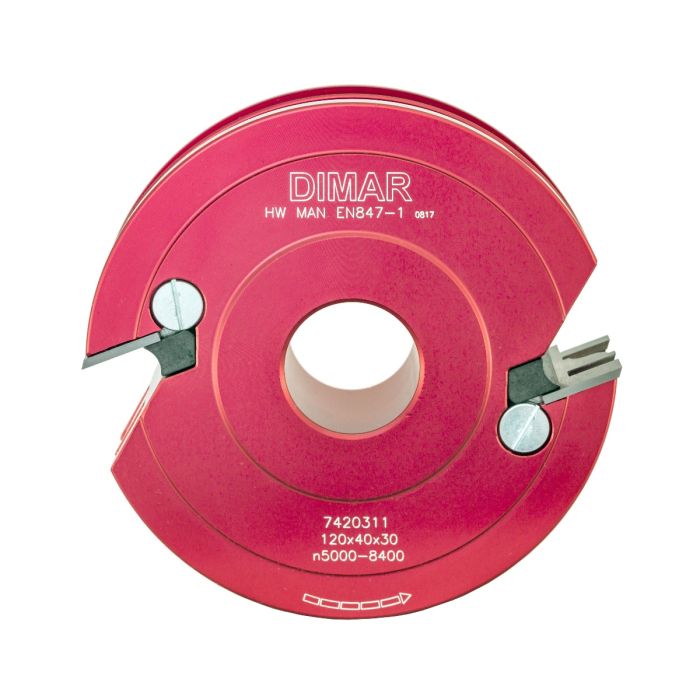 Dimar K142C-3B -120mm Dia, Carbide Inserts, Tongue & Groove Cutter, 40mm Cutting Length