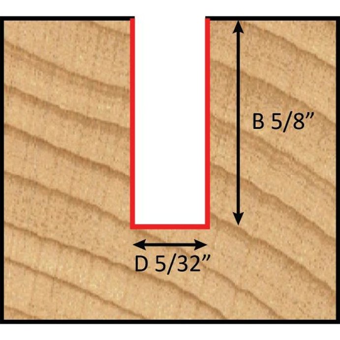 Dimar SC44 - 5/32" Dia, Solid Carbide, Spiral Bit for Man Made material, 2 Flute, Upcut, 5/8" Cutting Length, 1/4" Shank, 2 1/2" Length