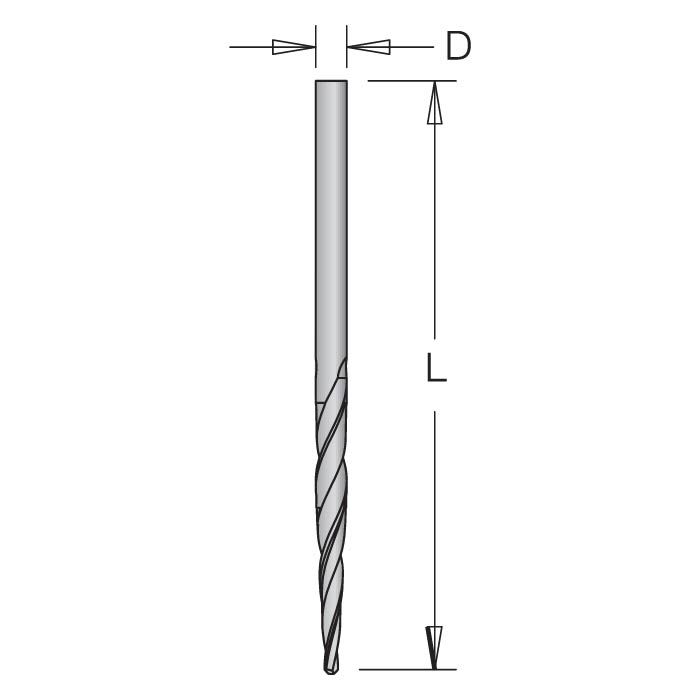 Dimar TDB-1|8 - 1/8" Dia, Taper-Point Drill Bit, 1 1/2" Cutting length, 2 3/4" Length