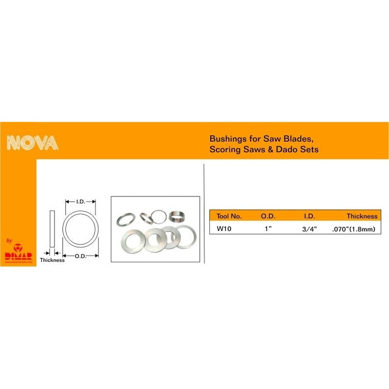 Dimar W10 1" to 3/4" Dia, Saw Blade Bushing