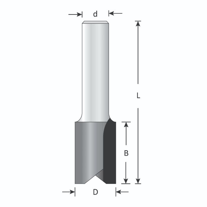 Dimar WP107S86 - 1/4" Dia, Carbide Tipped, Straight Bits, 2 Flutes, 1/2" Shank, 2 5/8" Length