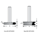 Dimar WP16943 - 1 1/2" Dia, Cove Bit, 2 Flutes, 1/4" Shank, 1 1/2" Length, WP