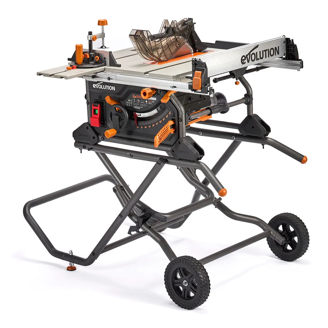 Evolution R10TBLX Multi-Material Table Saw with Wheeled Scissor Stand | 10 in. Multi-Material Cutting Blade