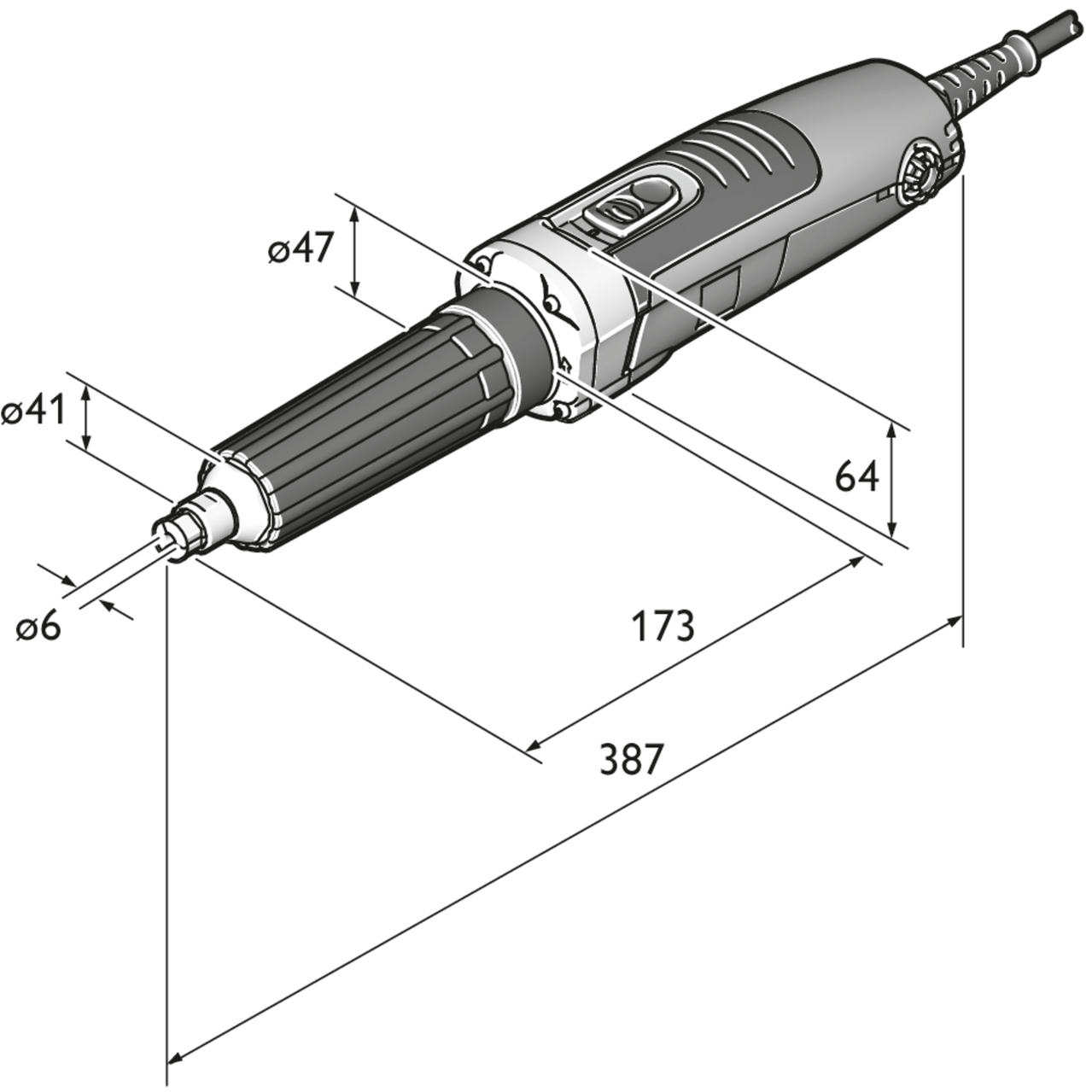 GSZ4-280EL Die Grinder 350W Long neck- 13000 to 28000 RPM 120V