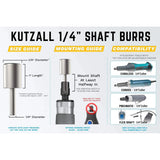 KUTZALL CYLINDER BURR, 1/4 SHAFT