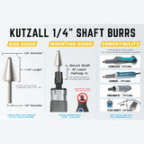 KUTZALL - TAPER BURR, 1/4 SHAFT