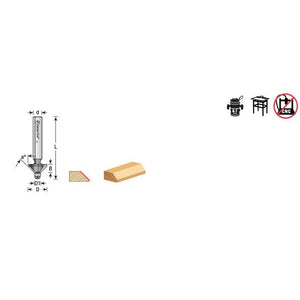 MR0108 - Miniature Chamfer 45 Degree x 9/16 Dia x 1/4 x 1/4 Inch Shank with Mini 3/16 Dia Lower Ball Bearing