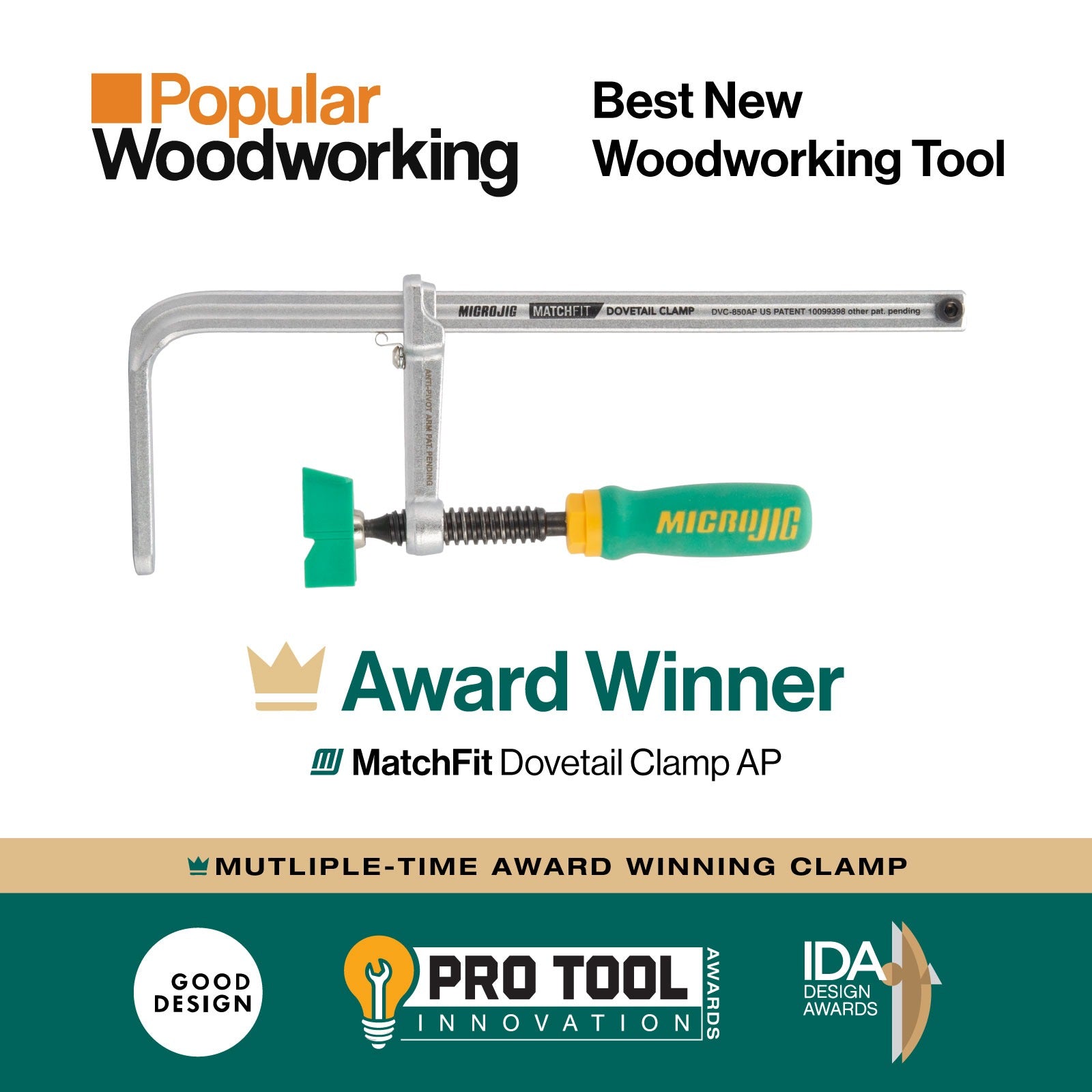 MicroJig DVC-850AP MATCHFIT Dovetail Track Clamp® AP