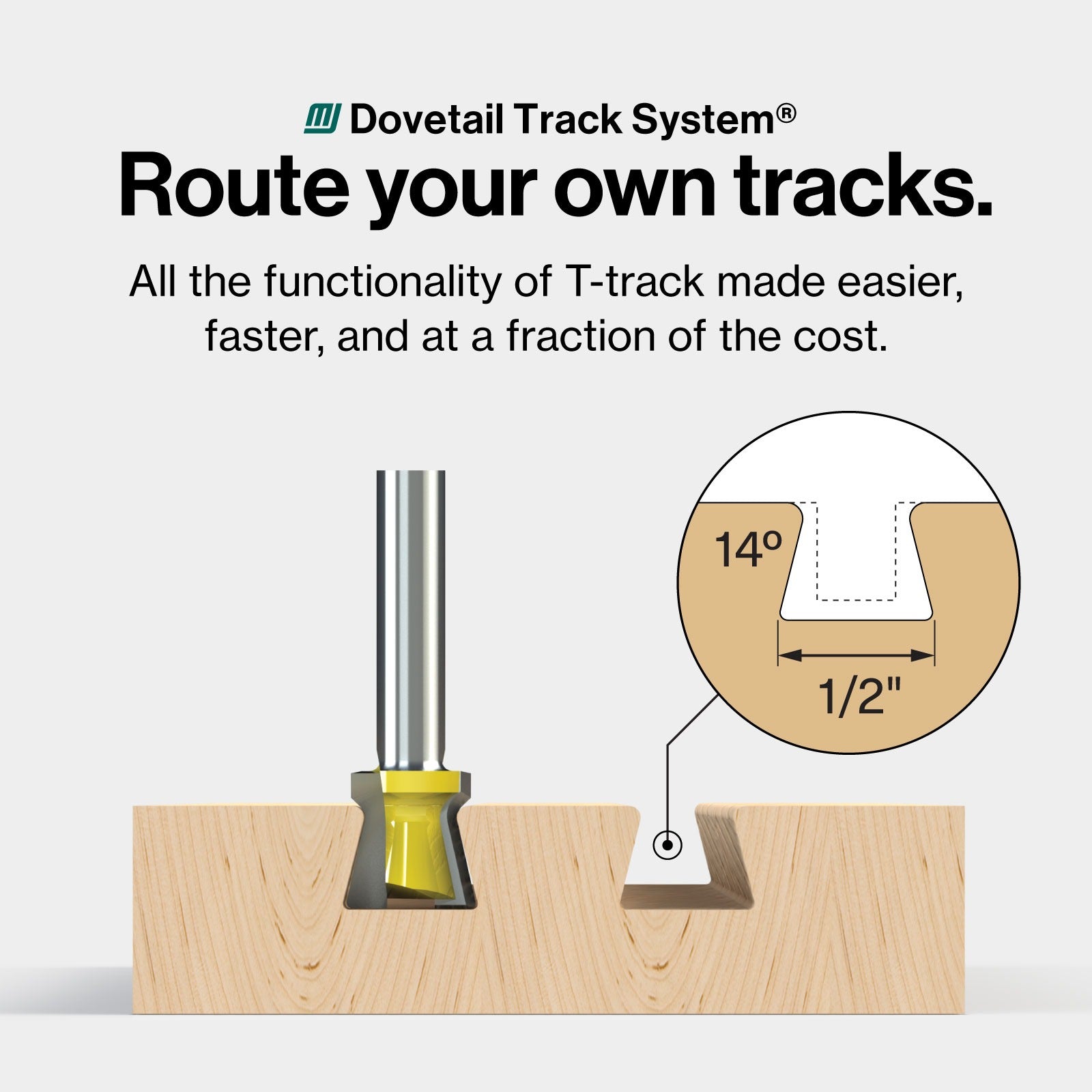 MicroJig MATCHFIT Dovetail Router Bit 1/2"-14 Degree