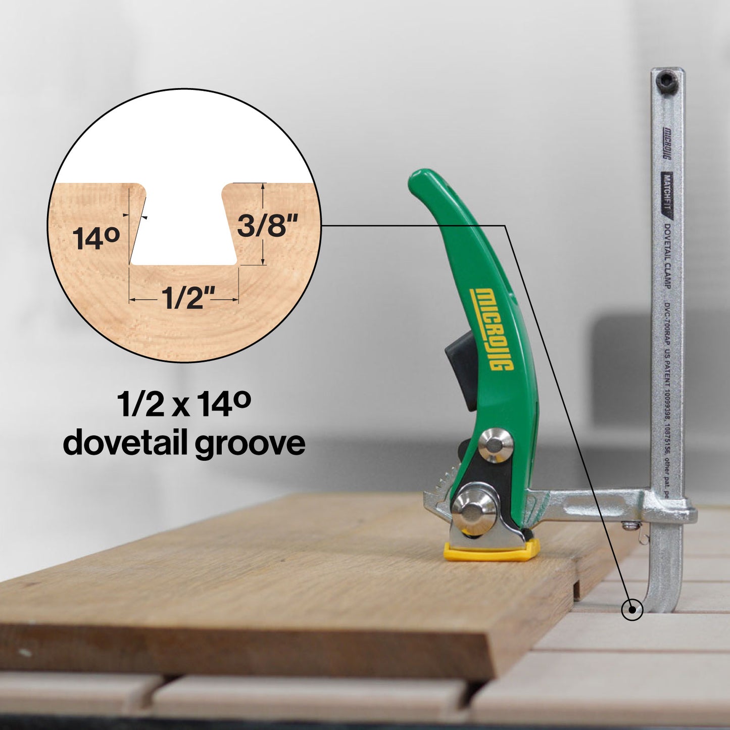 Microjig DVC-700RAP - MATCHFIT Dovetail Ratchet Clamp AP