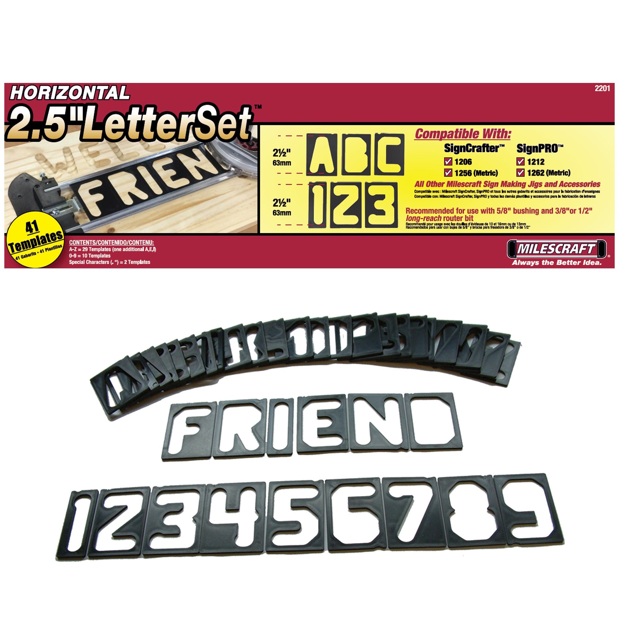 Milescraft 2201 2-1/2″ Horizontal Character Template Set