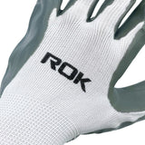ROK 70810 Nitrile Coated Gloves Grey / White 6pk