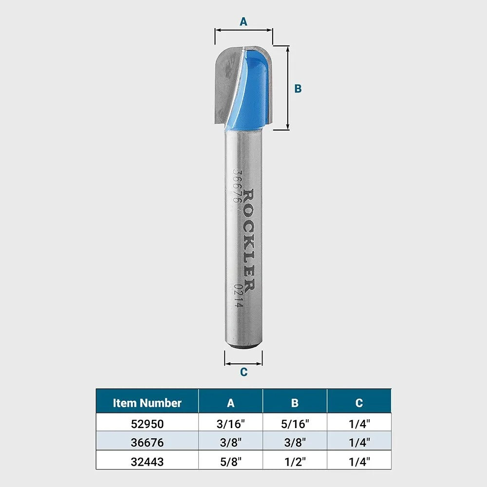 Rockler 32443 Signmaking Carbide Router Bits - 1/4" Shank