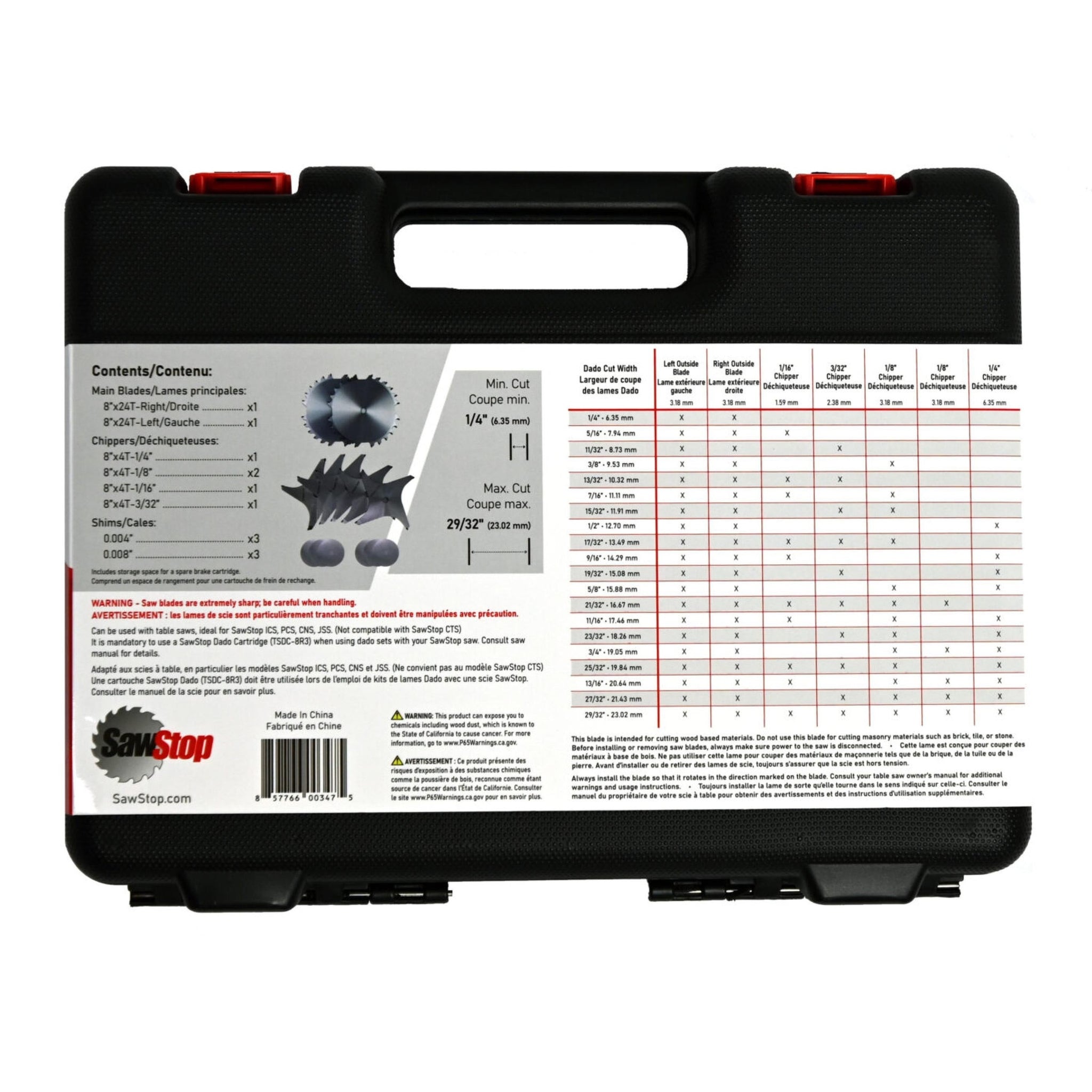 SawStop BTS-DS8-2402 Premium Dado Set