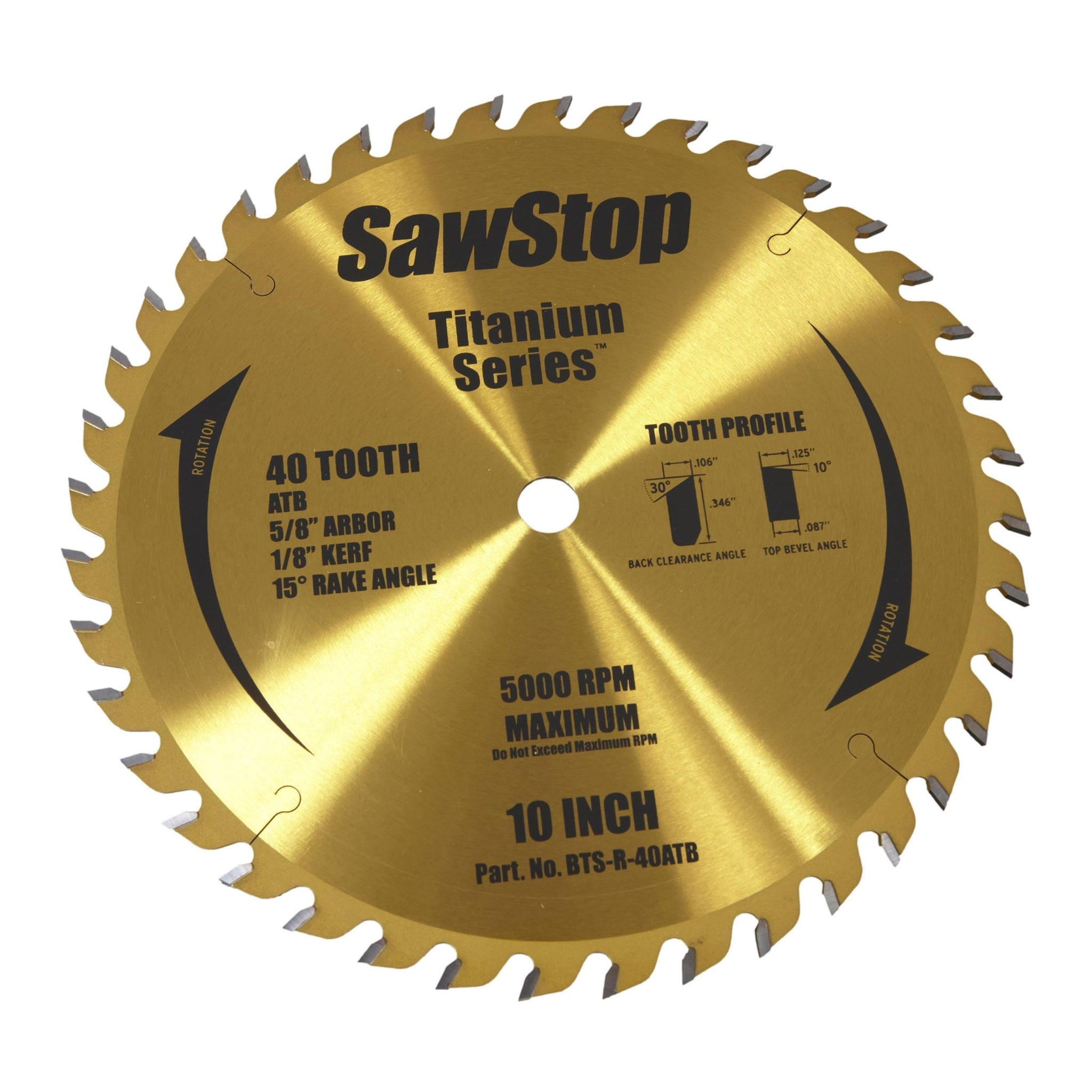 SawStop BTS-R-40ATB 10” 40- Tooth Blade
