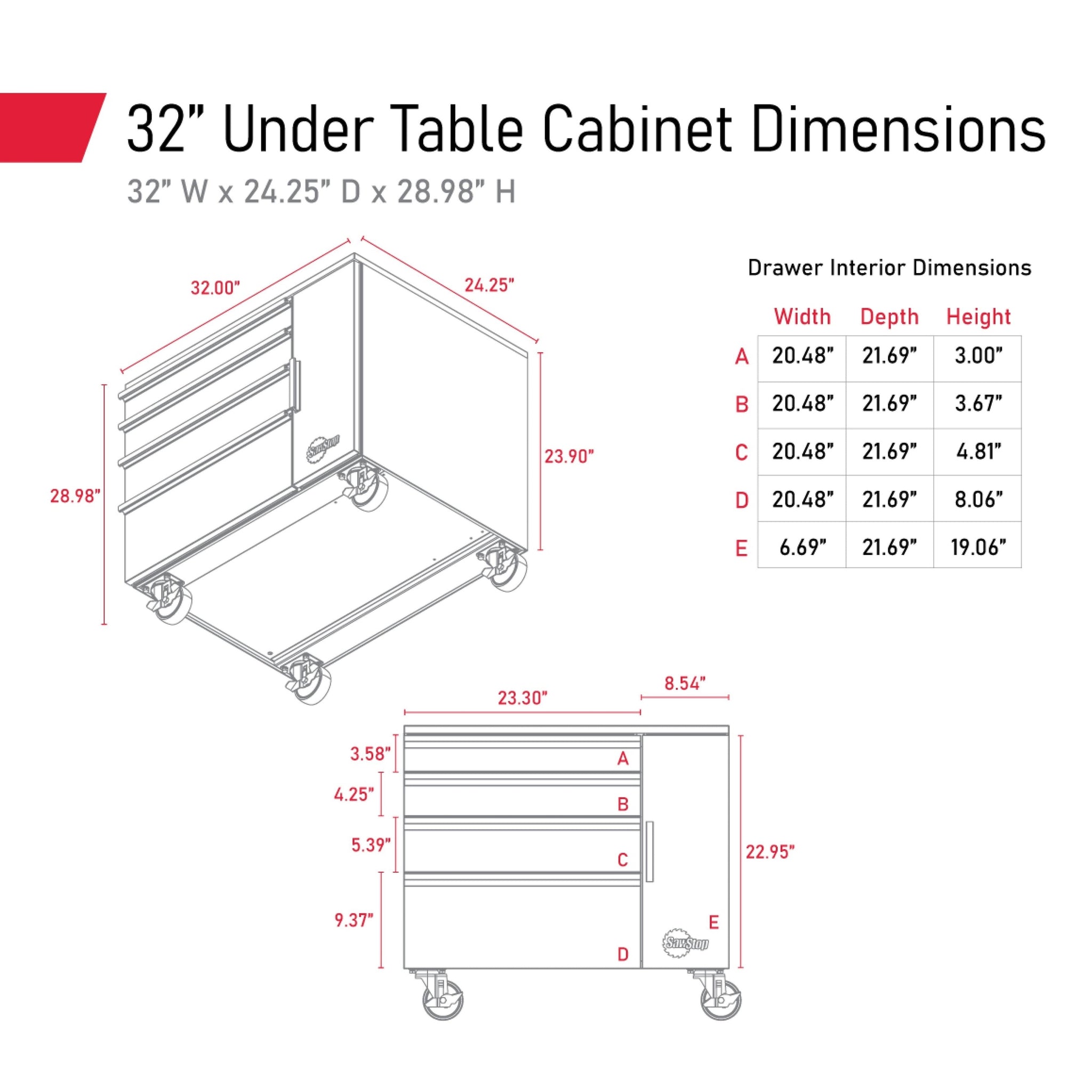 SawStop TSA-UTC32 Under Table Cabinet 32″
