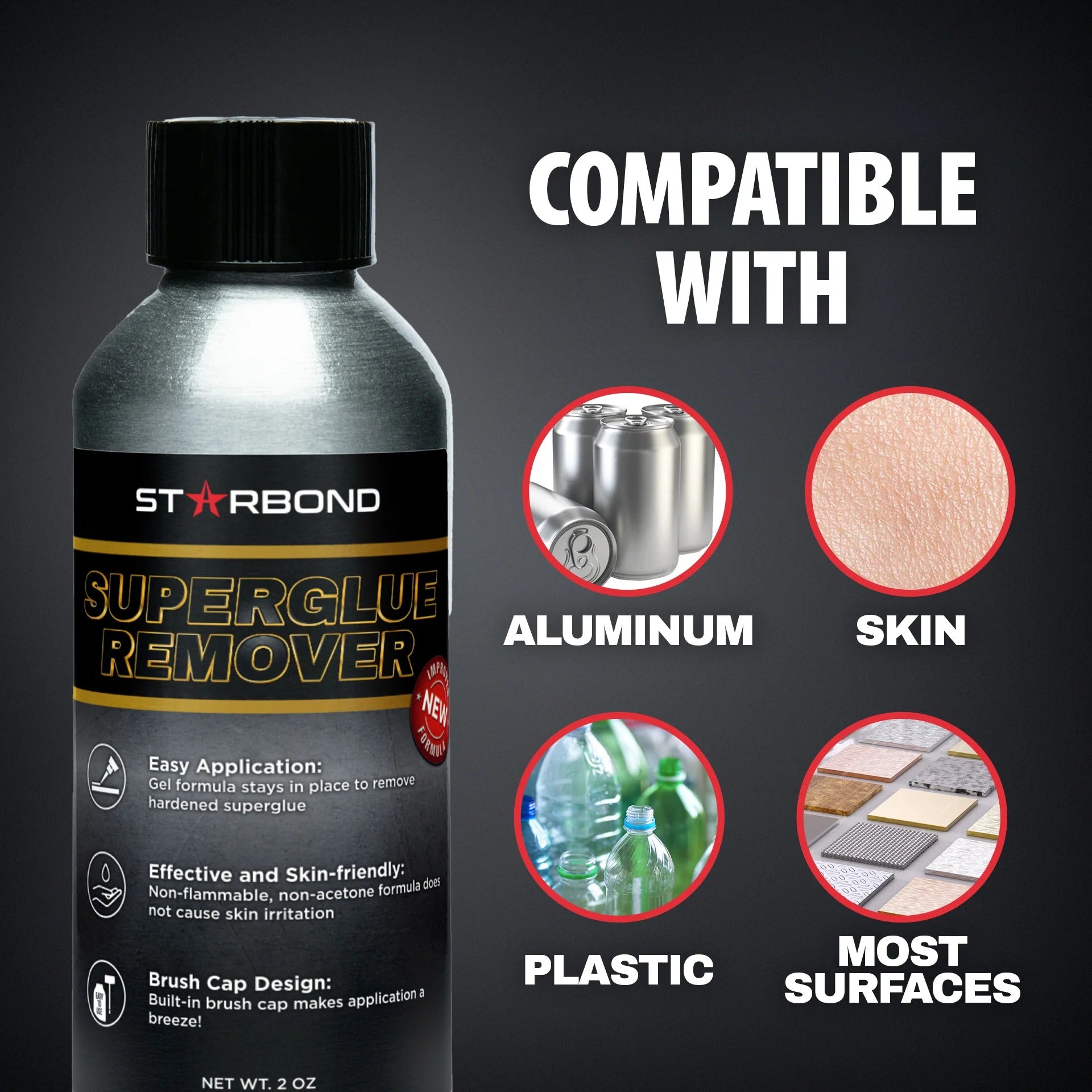 StarBond Superglue Remover 2 oz — Brush-Cap Precision Applicator