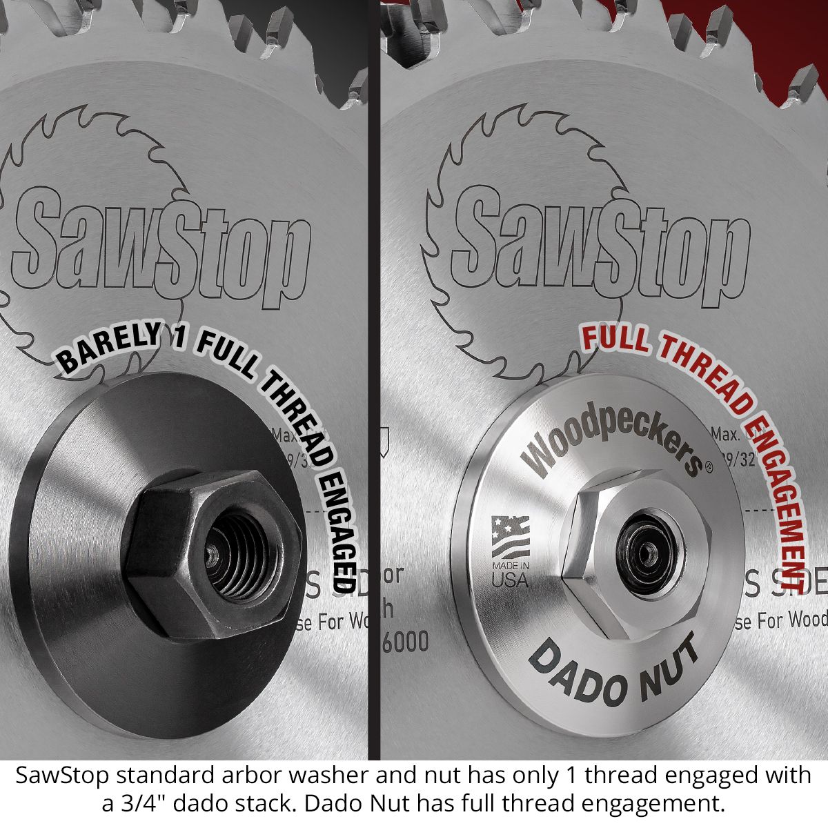 Woodpeckers Dado Nut for SawStop Table Saws