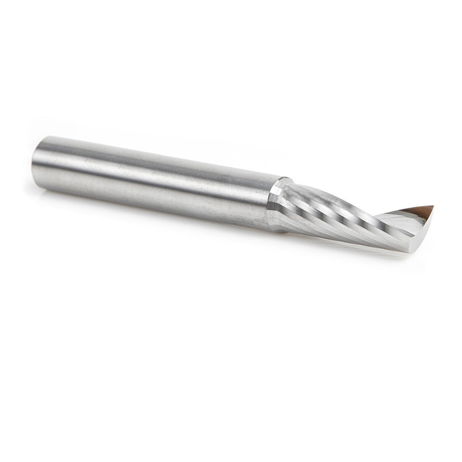 Amana 51378 Solid Carbide CNC Spiral 'O' Single Flute, Aluminum Cutting 3/8" Dia x 1" x 3/8" Shank x 3" Long Up-Cut Router Bit