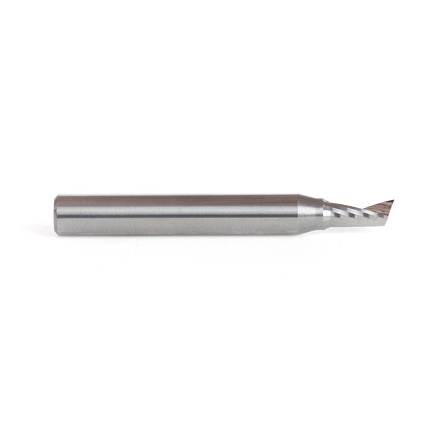 Amana 51449 Solid Carbide CNC Spiral 'O' Single Flute, Plastic Cutting 3/16" Dia x 3/8" x 1/4" Shank x 2" Long Up-Cut Router Bit