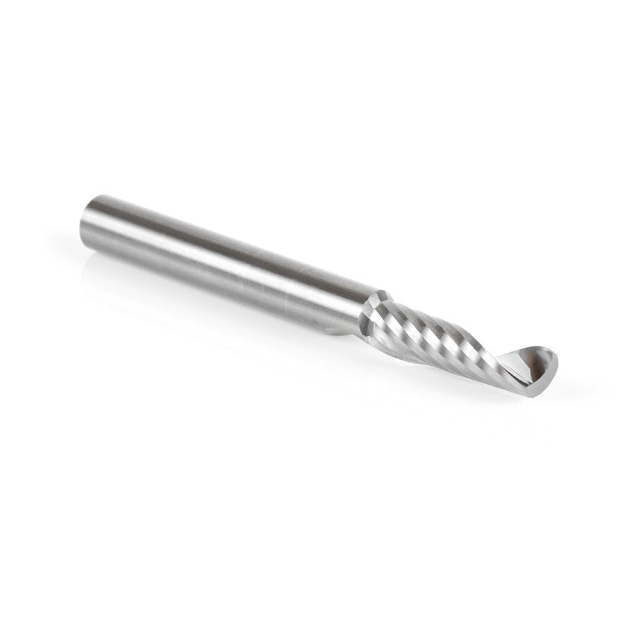 Amana 51458 Solid Carbide CNC Spiral 'O' Single Flute, Aluminum Cutting 1/4" Dia x 7/8" x 1/4" Shank x 2-1/2" Long Up-Cut Router Bit