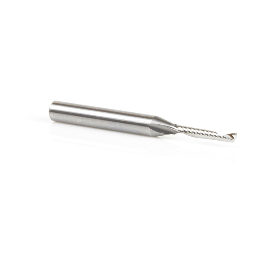 Amana 51486 Solid Carbide CNC Spiral 'O' Single Flute, Aluminum Cutting 1/8" Dia x 3/4" x 1/4" Shank x 2-1/2" Long Up-Cut Router Bit