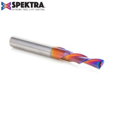 Amana 46211-K Solid Carbide Spektra™ Extreme Tool Life Coated Spiral Plunge 5mm Dia x 3/4" x 1/4" Shank Down-Cut Router Bit for Drilling Shelf Pin Holes
