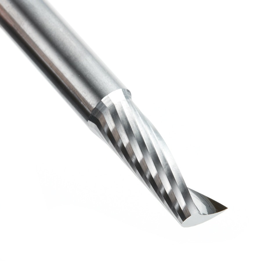 Amana 51378 Solid Carbide CNC Spiral 'O' Single Flute, Aluminum Cutting 3/8" Dia x 1" x 3/8" Shank x 3" Long Up-Cut Router Bit