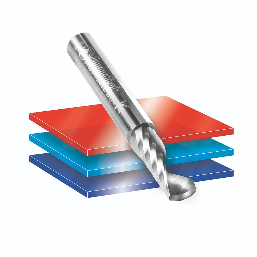 Amana 51404 Solid Carbide CNC Spiral 'O' Flute, Plastic Cutting 1/4" Dia x 3/4" x 1/4" Shank Up-Cut Router Bit