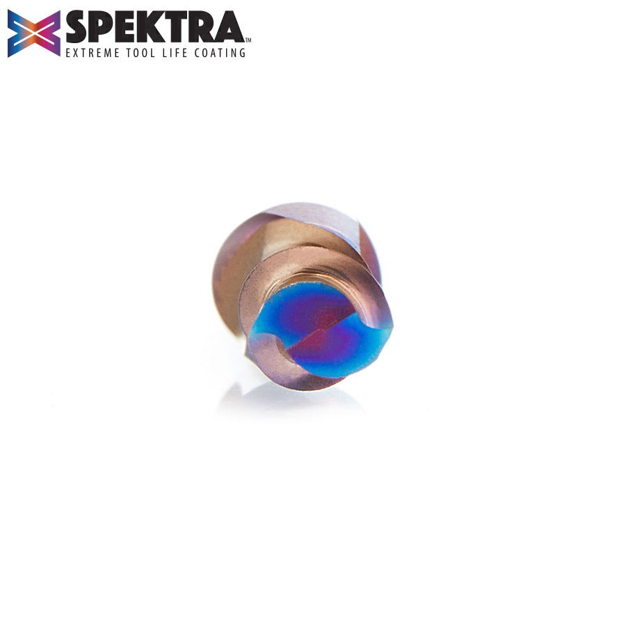 Amana 46211-K Solid Carbide Spektra™ Extreme Tool Life Coated Spiral Plunge 5mm Dia x 3/4" x 1/4" Shank Down-Cut Router Bit for Drilling Shelf Pin Holes