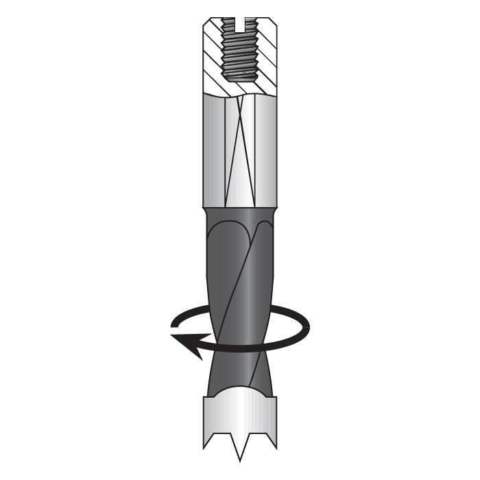 Dimar BKP-5-70RS 5mm Dia, Carbide Tipped, Brad Point Dowel Drill, 1 Flute Body, RH, 10mm Shank, 70mm Length