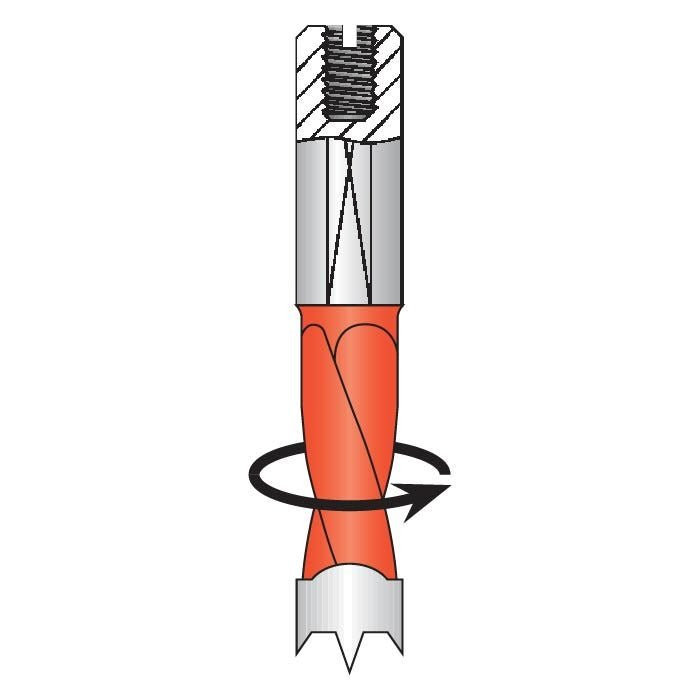 Dimar BKP-5-70LS 5mm Dia, Carbide Tipped, Brad Point Dowel Drill, 1 Flute Body, LH, 10mm Shank, 70mm Length