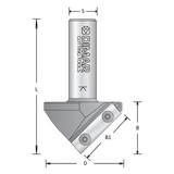 Dimar 5R8-225S 13/16" Dia, Carbide Inserts, V-Groove Router Cutter, 1 Flute, 1/2" Shank, 2-3/8" Length