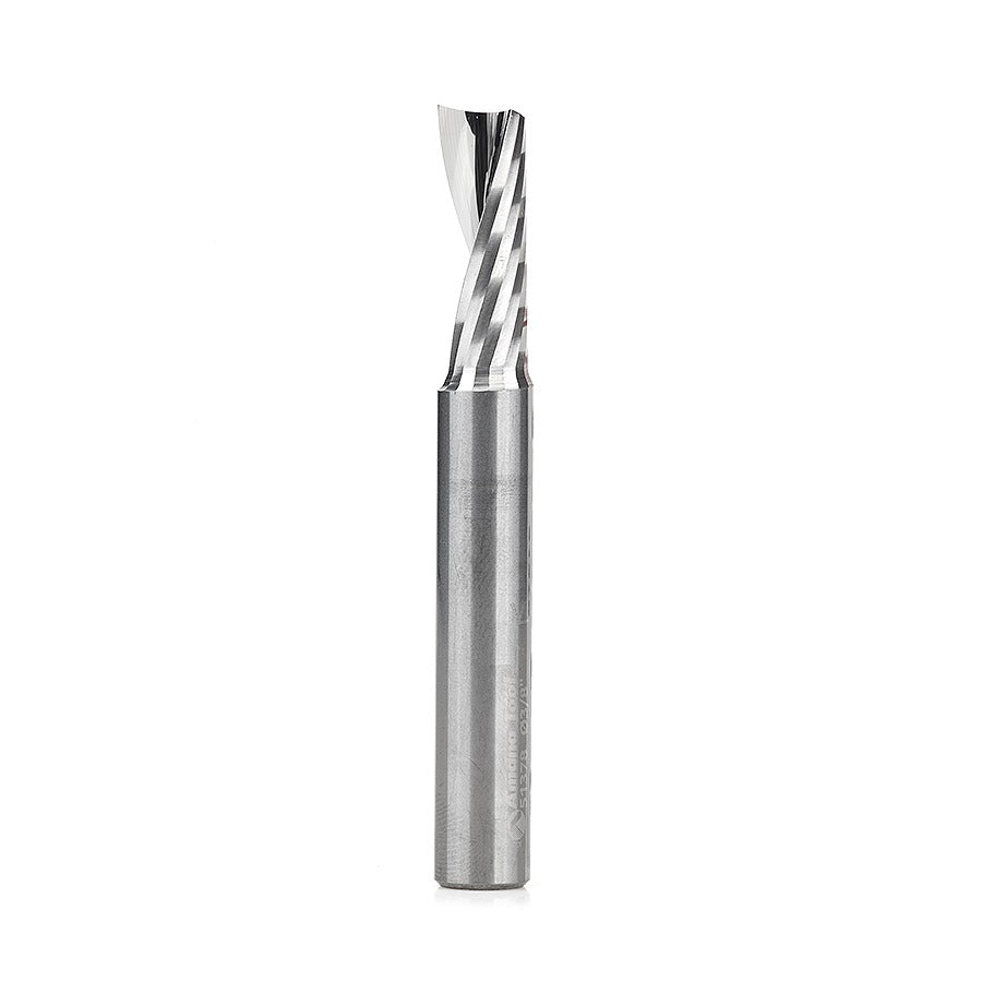 Amana 51378 Solid Carbide CNC Spiral 'O' Single Flute, Aluminum Cutting 3/8" Dia x 1" x 3/8" Shank x 3" Long Up-Cut Router Bit
