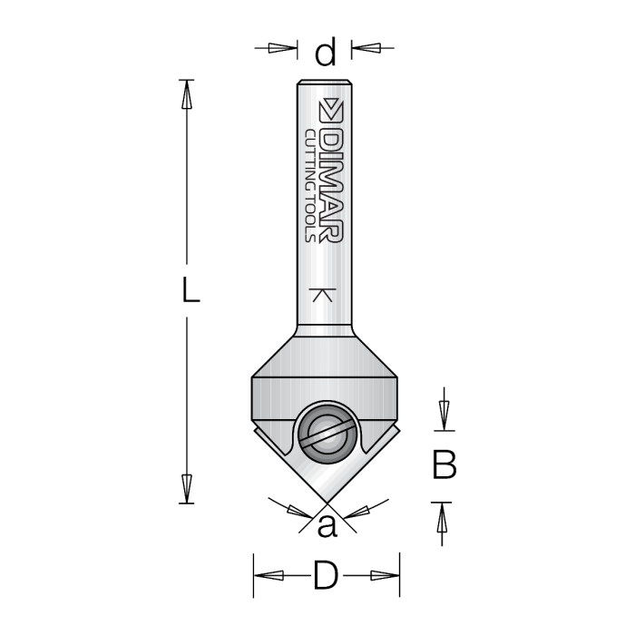 Dimar 5R4-18 11/16" Dia, Carbide Insert, V Groove Bit, 1 Flute, 1/4" Shank, 2-1/16" Length