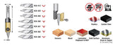Amana AMS-210 8-Piece In-Groove Insert Engraving Tool Body & Knives 1/4" Shank Set