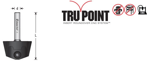 Amana RC-1050 Tru Point Roundover Insert CNC System Tool Body 1/4" Shank