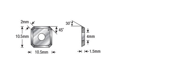 Amana RCK-453 Solid Carbide 4 Cutting Edges Insert Knife MDF, Fiberboard 10.5 x 10.5 x 1.5mm x 45 Degree Angle